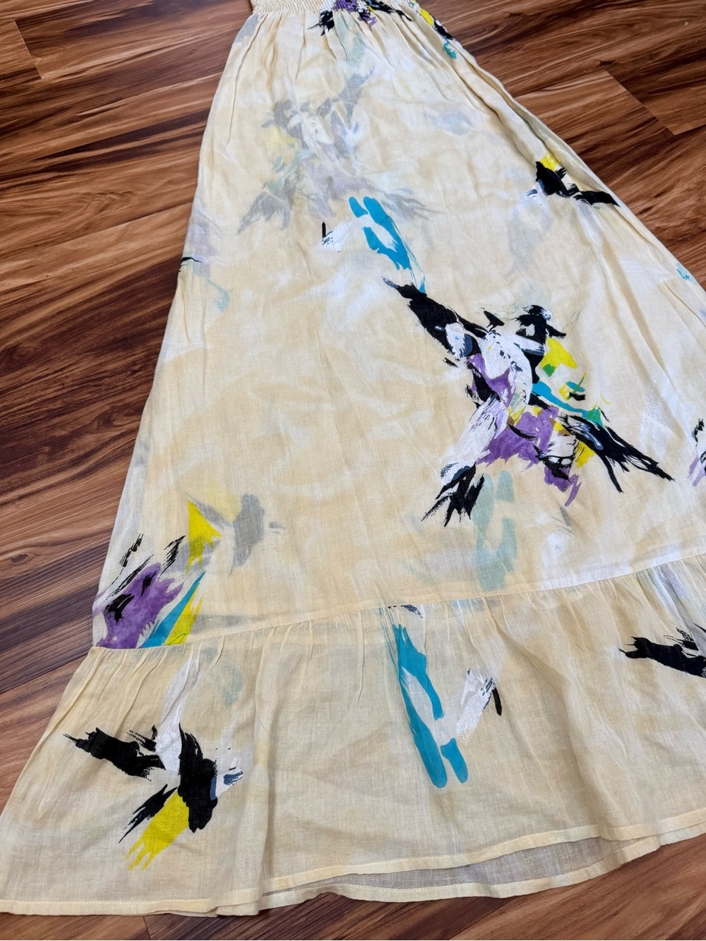 Sunlit Strapless Floral Maxi Dress in Soft Yellow - Picture 3 of 5
